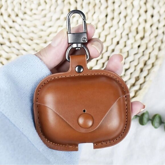 Luxury Leather Airpods Pro Case for 2 & 3. BROWN - Picture 2 of 6